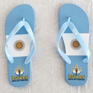 Argentina 3 Stars World Cup Champions Flip Flops – Argentina Flag Soccer Sandals
